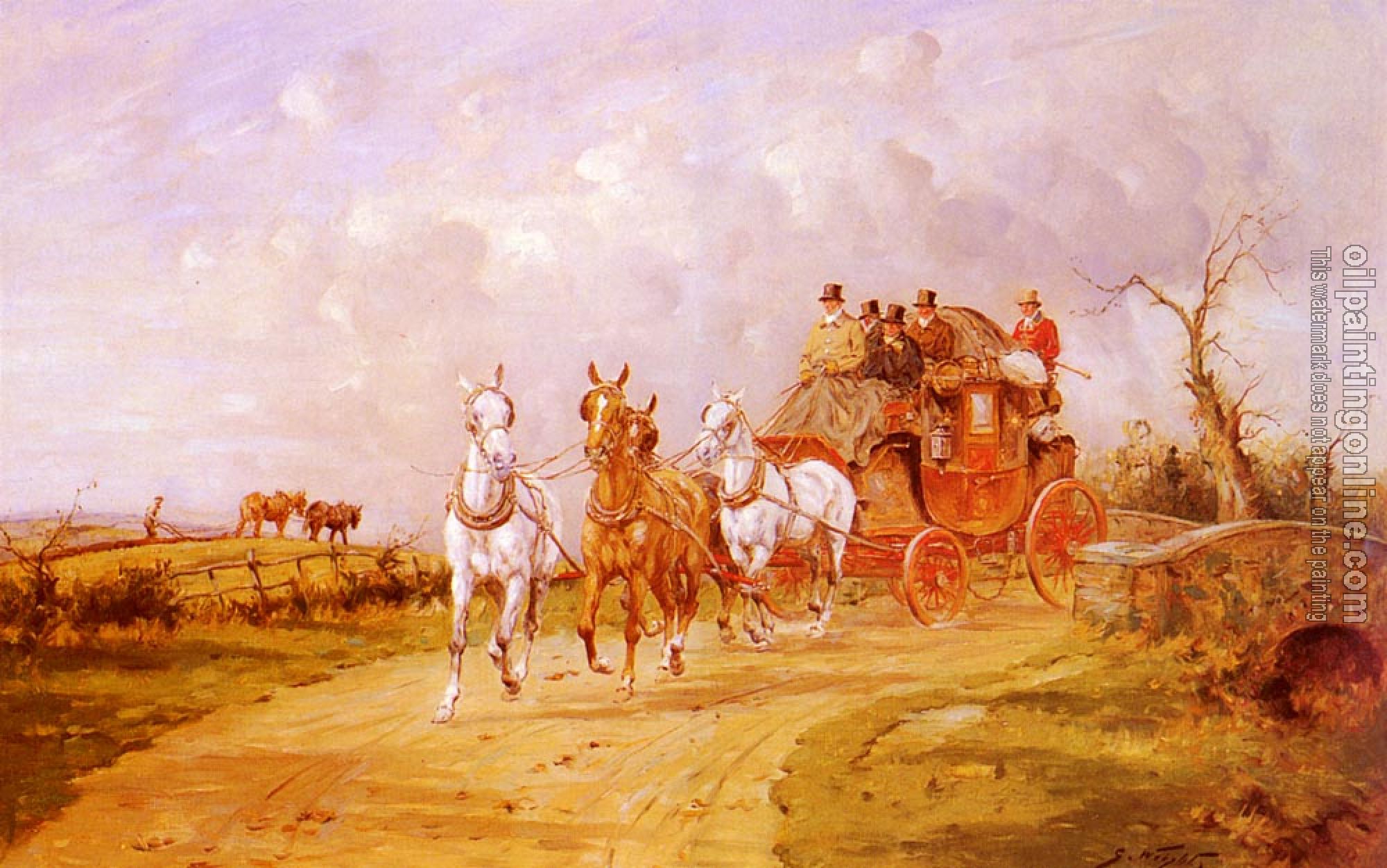 Wright, George - The Royal Mail Crossing A Bridge